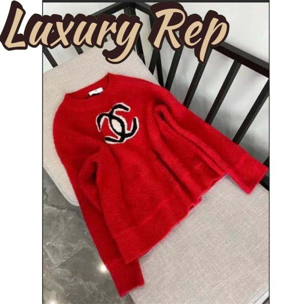 Replica Chanel Women Pullover Wool and Mixed Fibers & Cashmere Sweater-Red 4