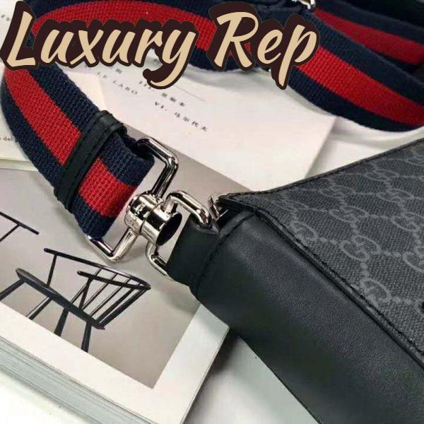 Replica Gucci GG Men GG Black Messenger Bag Supreme Canvas-Grey 9