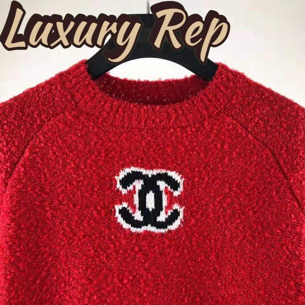 Replica Chanel Women Pullover Wool and Mixed Fibers & Cashmere Sweater-Red 11