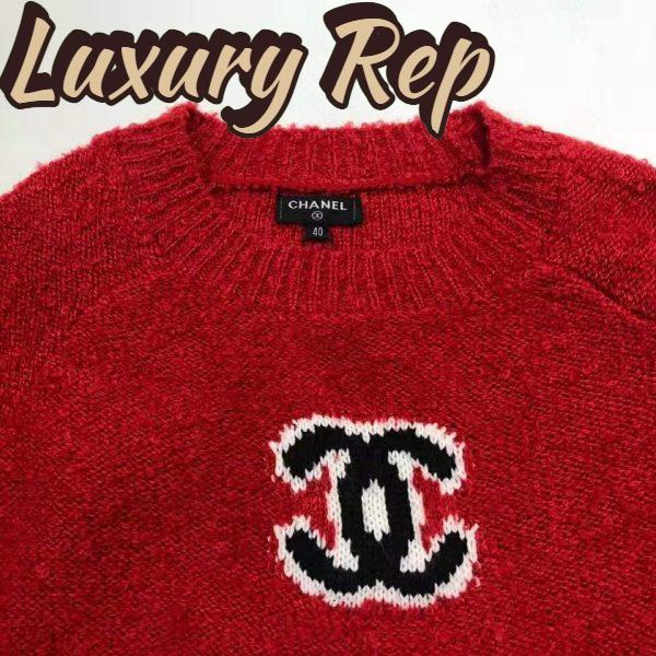 Replica Chanel Women Pullover Wool and Mixed Fibers & Cashmere Sweater-Red 12