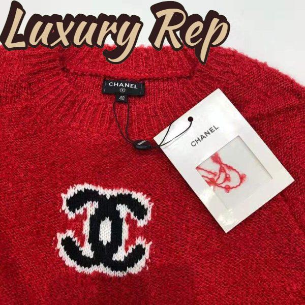 Replica Chanel Women Pullover Wool and Mixed Fibers & Cashmere Sweater-Red 13