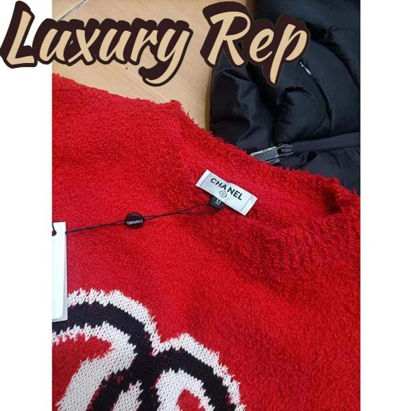 Replica Chanel Women Pullover Wool and Mixed Fibers & Cashmere Sweater-Red 15