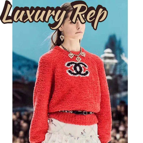 Replica Chanel Women Pullover Wool and Mixed Fibers & Cashmere Sweater-Red 18