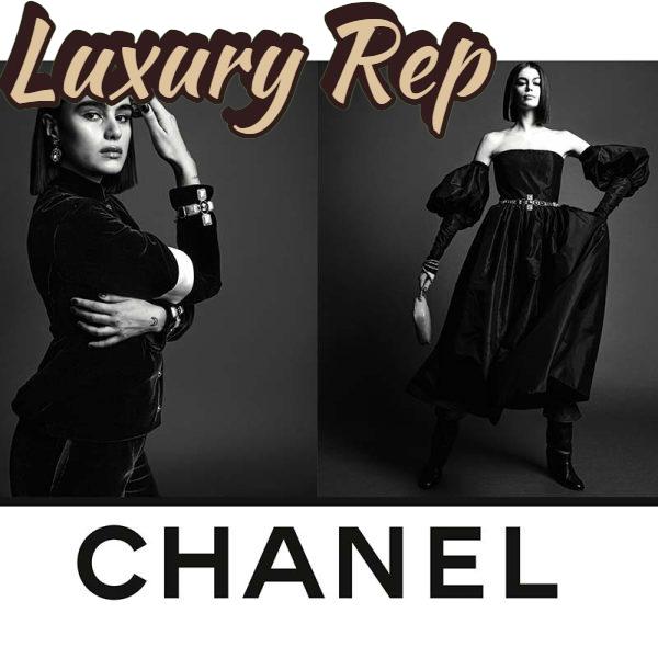 Replica Chanel Women Metal & Resin Gold Pearly White & Black Belt 9