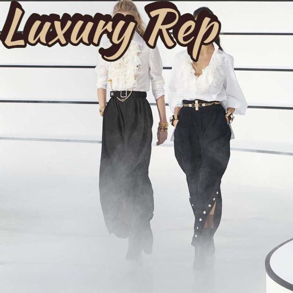 Replica Chanel Women Metal & Resin Gold Pearly White & Black Belt 11