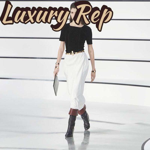 Replica Chanel Women Metal & Resin Gold Pearly White & Black Belt 12