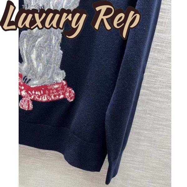 Replica Dior Women CD Bobby Sweater Navy Blue Cashmere Jacquard Ribbed Round Collar 10