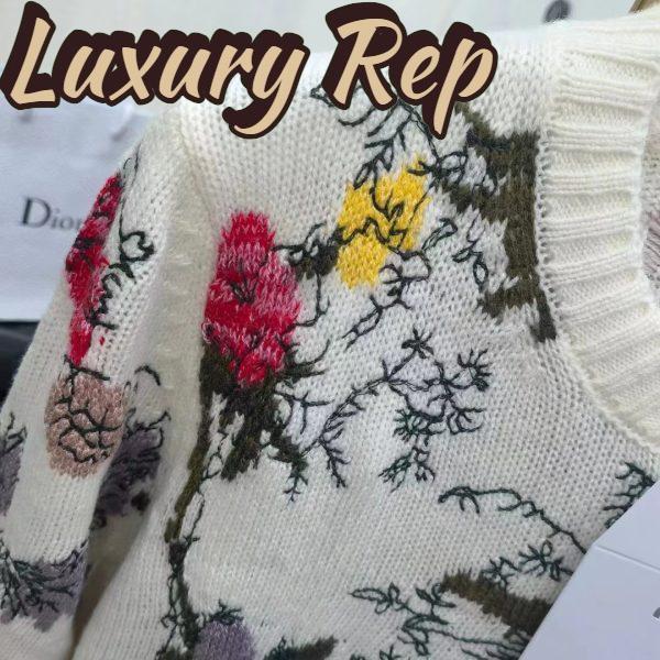 Replica Dior Women CD Sweater Ecru Cashmere Knit Multicolor Dior Jardin Botanique Motif 5