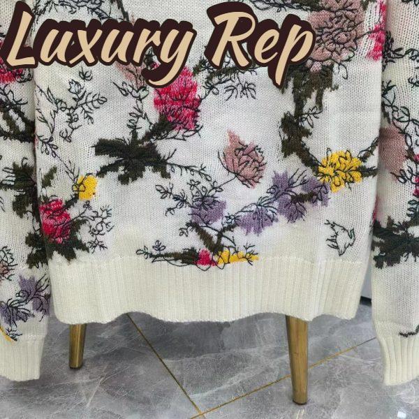 Replica Dior Women CD Sweater Ecru Cashmere Knit Multicolor Dior Jardin Botanique Motif 7