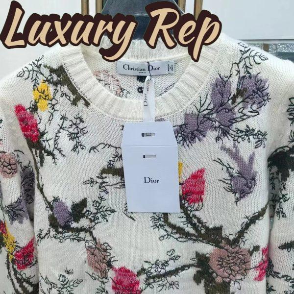 Replica Dior Women CD Sweater Ecru Cashmere Knit Multicolor Dior Jardin Botanique Motif 10