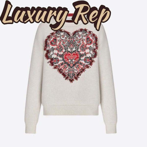 Replica Dior Women CD Sweater Ecru Technical Cashmere Wool Knit Dior Bandana Motif