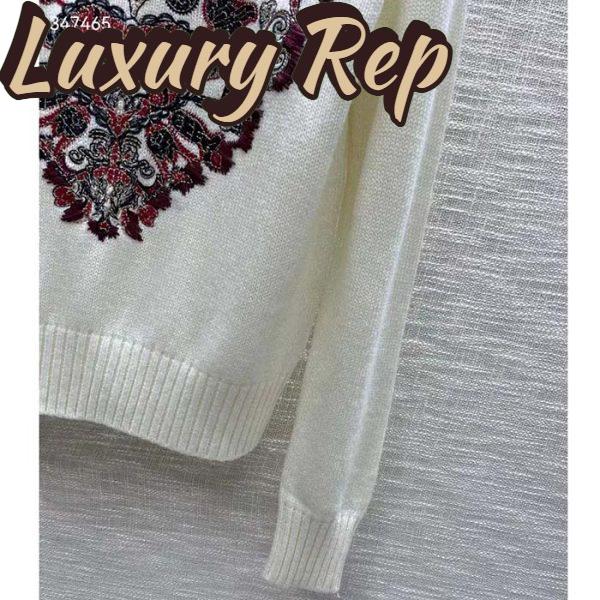Replica Dior Women CD Sweater Ecru Technical Cashmere Wool Knit Dior Bandana Motif 10