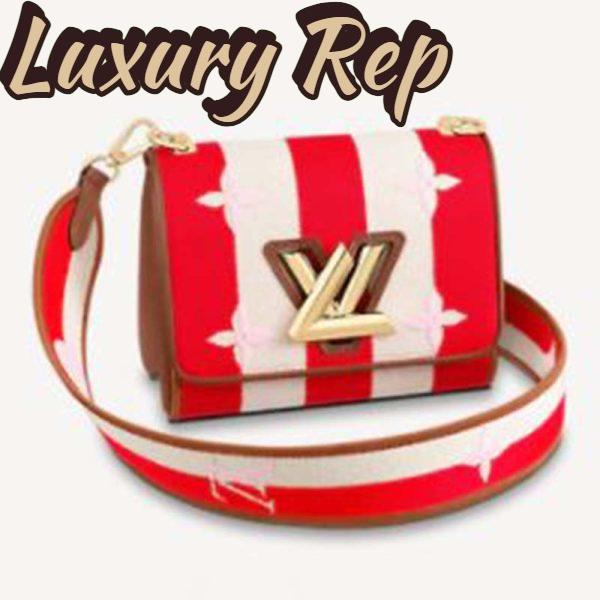 Replica Louis Vuitton LV Women Twist PM Handbag Red Embroidered Canvas Calf Leather
