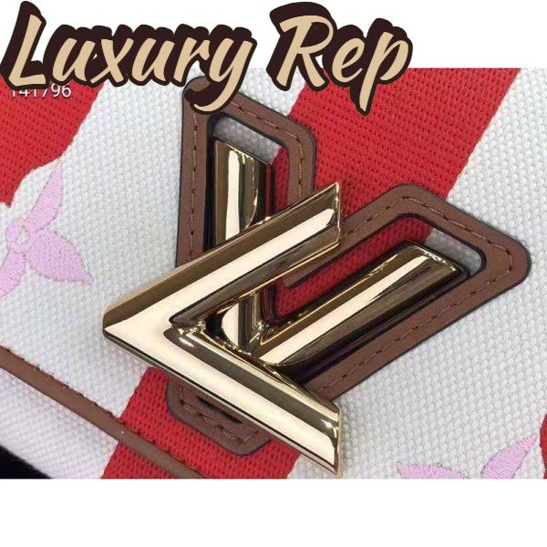 Replica Louis Vuitton LV Women Twist PM Handbag Red Embroidered Canvas Calf Leather 7