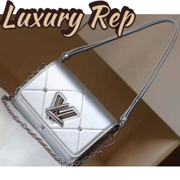 Replica Louis Vuitton LV Women Twist PM Handbag Silver Argent Sheepskin Calfskin Leather 3