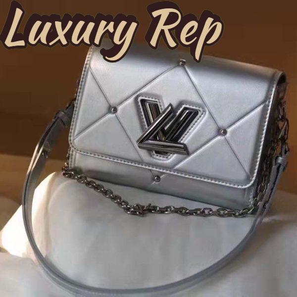 Replica Louis Vuitton LV Women Twist PM Handbag Silver Argent Sheepskin Calfskin Leather 4