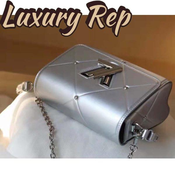 Replica Louis Vuitton LV Women Twist PM Handbag Silver Argent Sheepskin Calfskin Leather 6