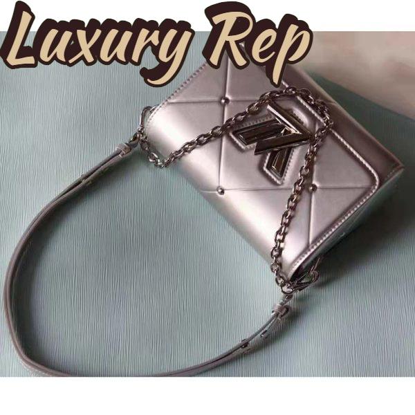 Replica Louis Vuitton LV Women Twist PM Handbag Silver Argent Sheepskin Calfskin Leather 7