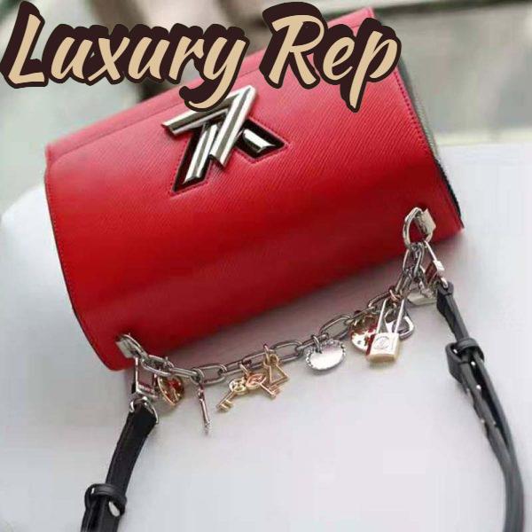 Replica Louis Vuitton LV Women Twist PM LV Love Lock Charms Handbag in Epi Cowhide Leather-Red 5