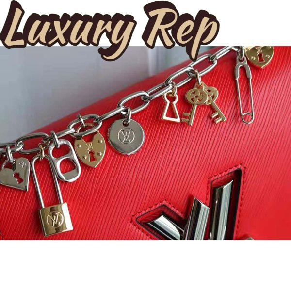 Replica Louis Vuitton LV Women Twist PM LV Love Lock Charms Handbag in Epi Cowhide Leather-Red 10