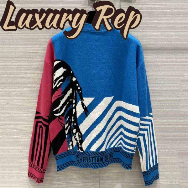 Replica Dior Women Sweater Bright Blue and Pink D-Jungle Pop Double-Sided Technical Cashmere 4