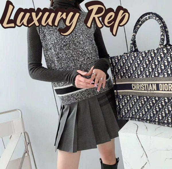 Replica Dior Women V-Neck Sleeveless Sweater Blue Gray Cashmere Wool 5