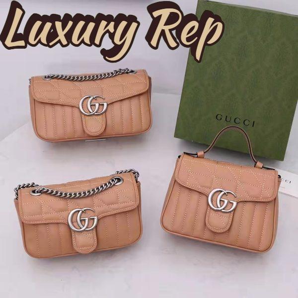 Replica Gucci GG Women GG Marmont Small Beige Matelassé Shoulder Bag Double G 6