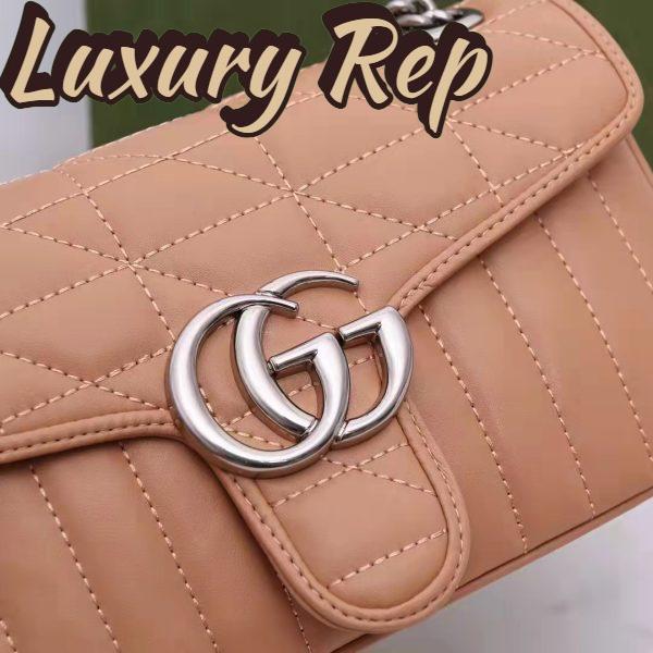 Replica Gucci GG Women GG Marmont Small Beige Matelassé Shoulder Bag Double G 11