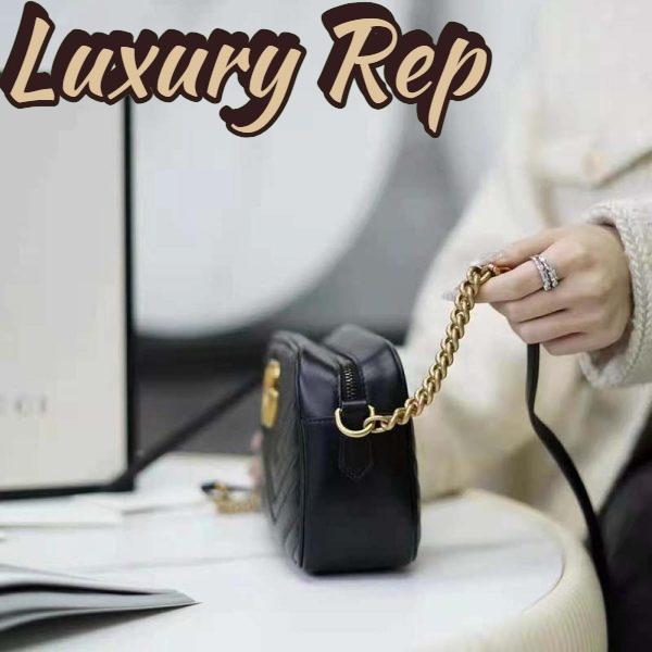 Replica Gucci GG Women GG Marmont Small Matelassé Shoulder Bag Black Double G 6