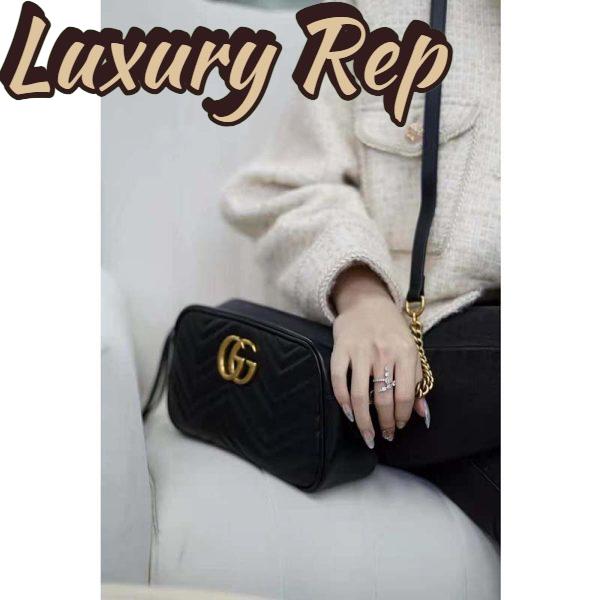 Replica Gucci GG Women GG Marmont Small Matelassé Shoulder Bag Black Double G 8