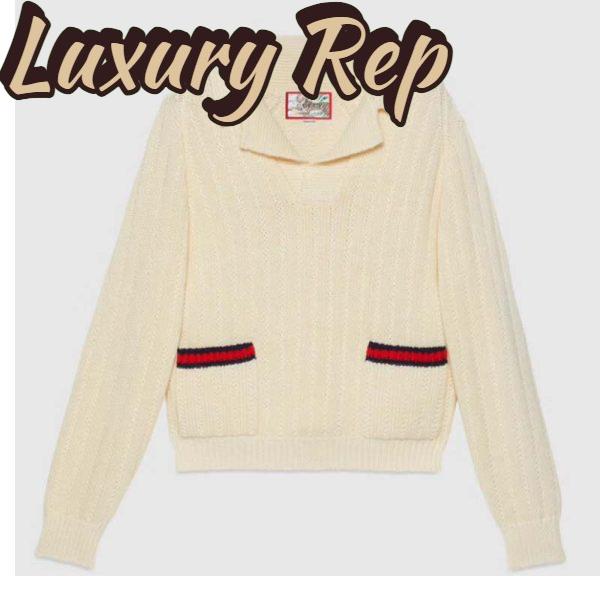 Replica Gucci GG Men Gucci Tiger Knit Sweater Patch Wool Cotton Tiger Flower