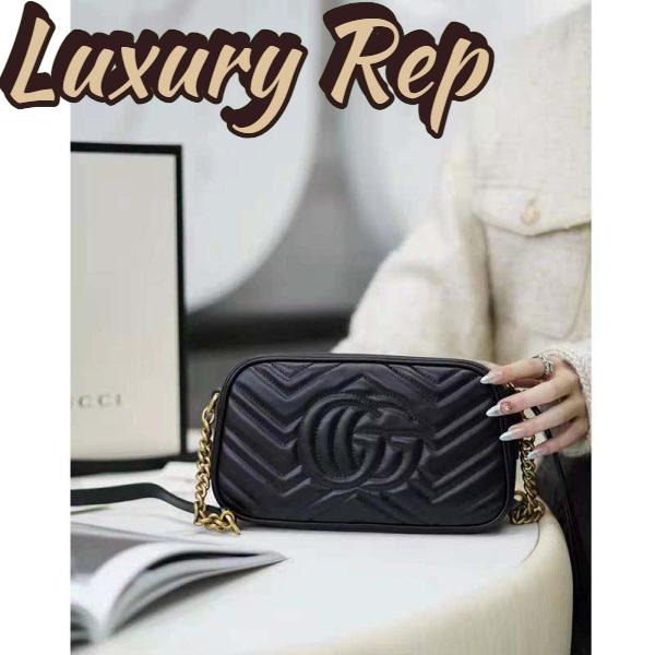 Replica Gucci GG Women GG Marmont Small Matelassé Shoulder Bag Black Double G 12