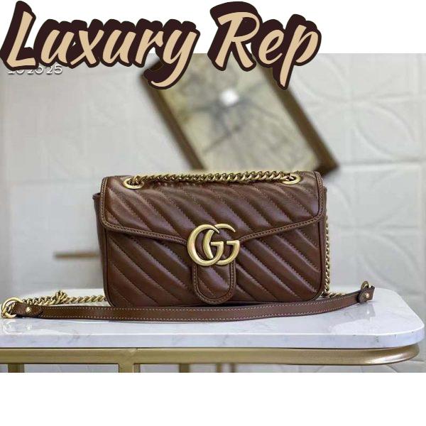 Replica Gucci GG Women GG Marmont Small Matelassé Shoulder Bag-Brown 3