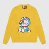 Replica Gucci Men Doraemon x Gucci Wool Sweater Green Wool Crewneck 11