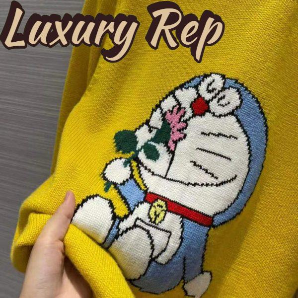 Replica Gucci Men Doraemon x Gucci Wool Sweater Yellow Wool Crewneck 6