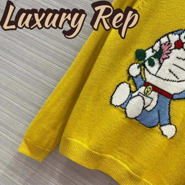Replica Gucci Men Doraemon x Gucci Wool Sweater Yellow Wool Crewneck 7