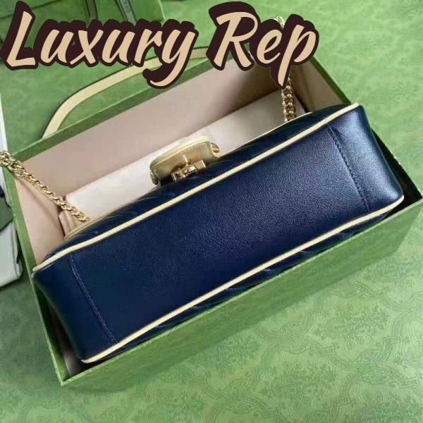 Replica Gucci GG Women GG Marmont Small Shoulder Bag Blue Red Diagonal Matelassé Leather 6