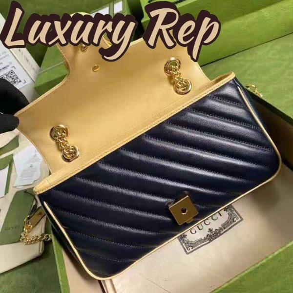 Replica Gucci GG Women GG Marmont Small Shoulder Bag Blue Red Diagonal Matelassé Leather 7