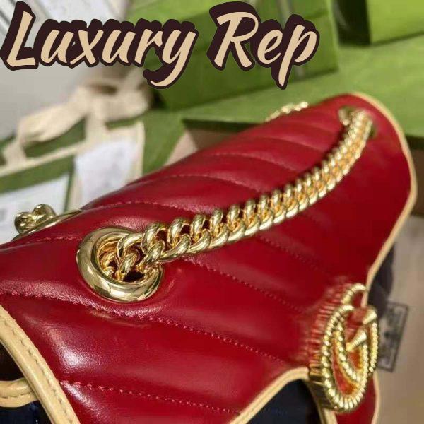 Replica Gucci GG Women GG Marmont Small Shoulder Bag Blue Red Diagonal Matelassé Leather 9