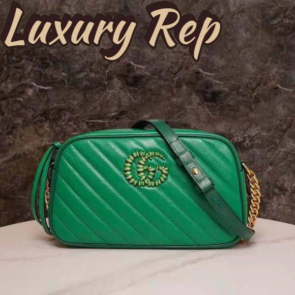 Replica Gucci GG Women GG Marmont Small Shoulder Bag Bright Green Diagonal Matelassé 5