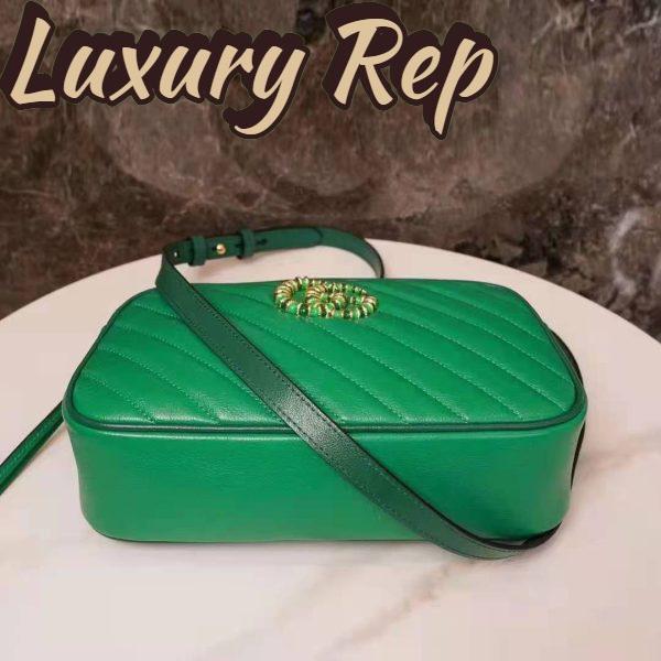 Replica Gucci GG Women GG Marmont Small Shoulder Bag Bright Green Diagonal Matelassé 8