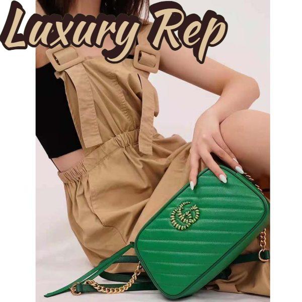 Replica Gucci GG Women GG Marmont Small Shoulder Bag Bright Green Diagonal Matelassé 11