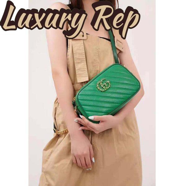 Replica Gucci GG Women GG Marmont Small Shoulder Bag Bright Green Diagonal Matelassé 12
