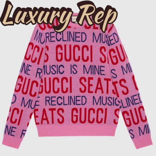 Replica Gucci Men Gucci 100 Wool Sweater Pink Red Knit Wool Crew Neck 2