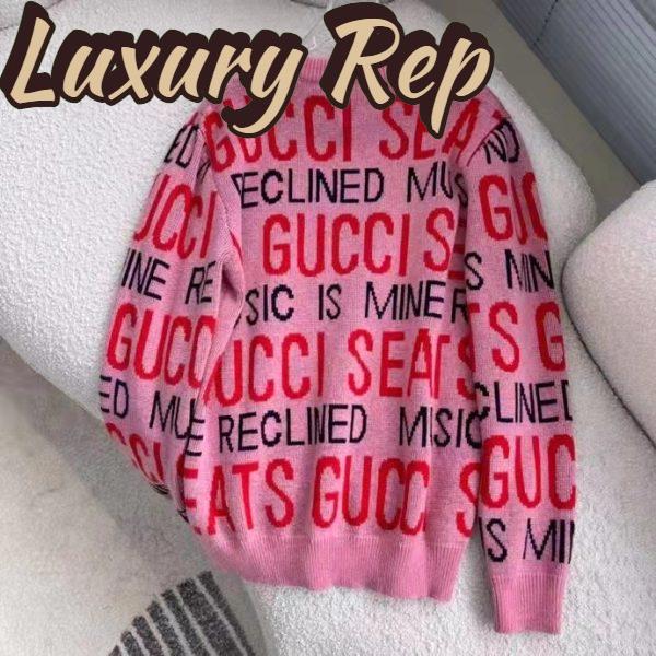 Replica Gucci Men Gucci 100 Wool Sweater Pink Red Knit Wool Crew Neck 5