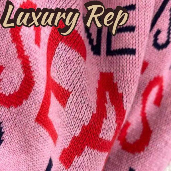 Replica Gucci Men Gucci 100 Wool Sweater Pink Red Knit Wool Crew Neck 8