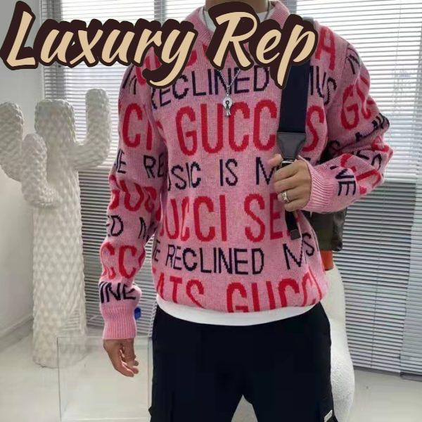 Replica Gucci Men Gucci 100 Wool Sweater Pink Red Knit Wool Crew Neck 11