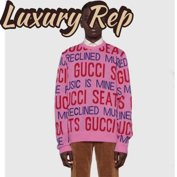 Replica Gucci Men Gucci 100 Wool Sweater Pink Red Knit Wool Crew Neck 13