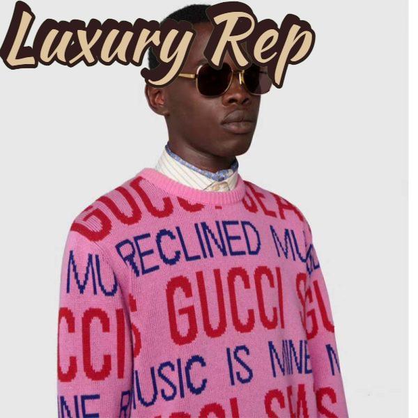 Replica Gucci Men Gucci 100 Wool Sweater Pink Red Knit Wool Crew Neck 14