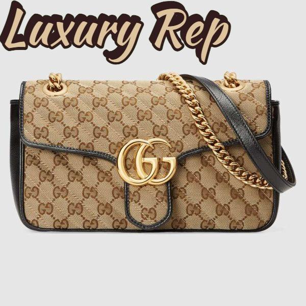 Replica Gucci GG Women GG Marmont Small Shoulder Bag in Beige/Ebony Diagonal Matelassé Original GG Canvas 3